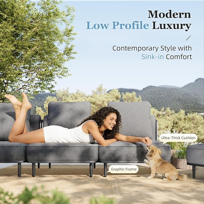 HERA'S HOUSE Metal Patio Furniture Set, Modular 6 Seats and 1 Nesting Coffee - Image 2