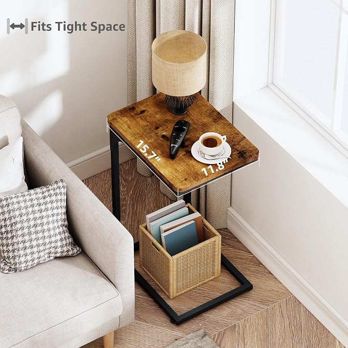 QEEIG C Table Side Table Set of 2 Living Room Sets C Shaped Couch Tray End - Image 6