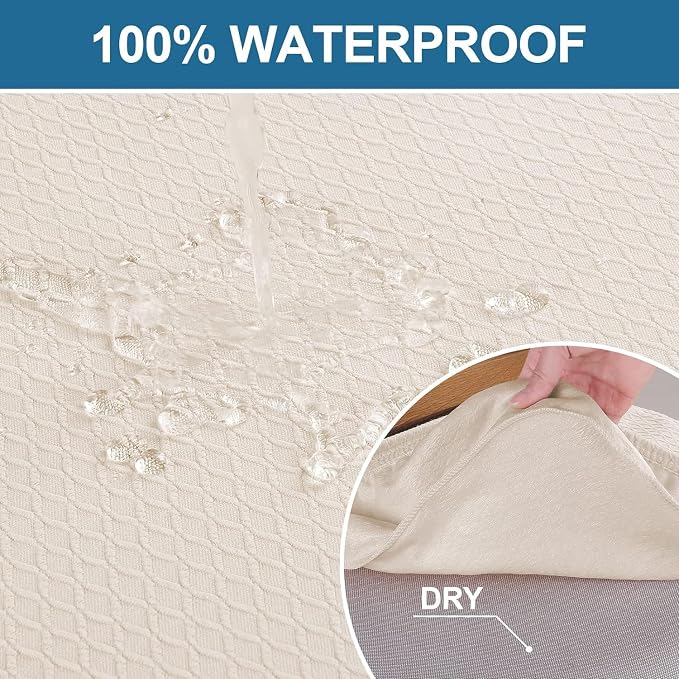 Smiry Waterproof Seat Covers for Dining Room Chairs Set of 8, Stretch Jacquard - Image 3