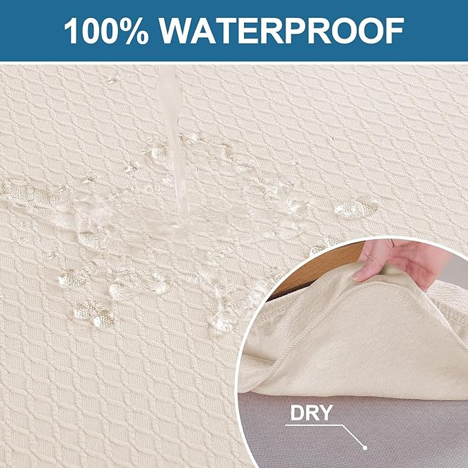 Smiry Waterproof Seat Covers for Dining Room Chairs Set of 6, Stretch Jacquard - Image 3