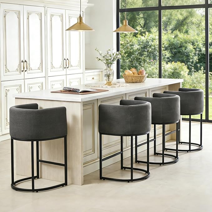 ClinQ 26" H Counter Height Bar Stools Set of 4, Modern Barrel Counter Stools by ExperienceExquisiteLife