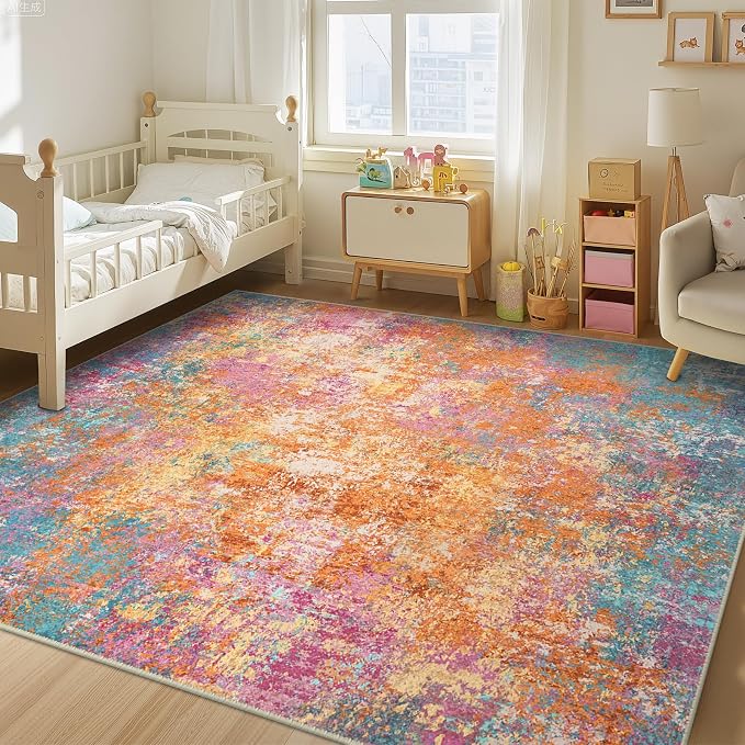 RELEANY Washable Area Rugs 5'x7' Non-Slip Modern Abstract Soft - Image 2