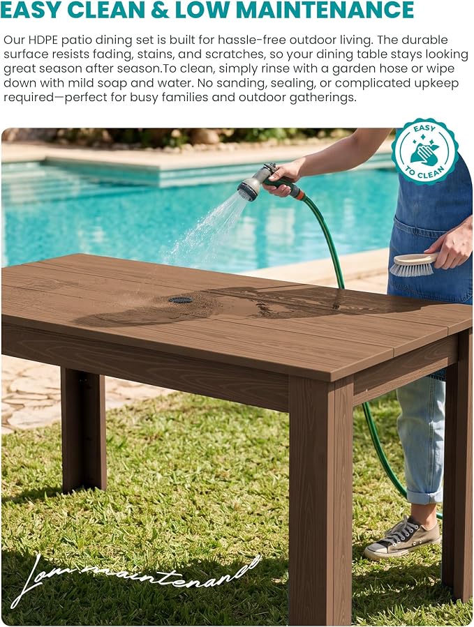 SERWALL Outdoor Dining Set for 8 – HDPE Patio Set - Image 4