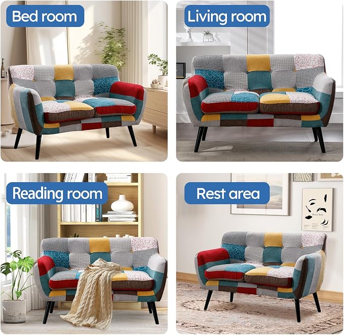 Bonzy Home Modern Colorful 3 Piece Coroful Fabric Sofa Set, Included 2 Accent - Image 8