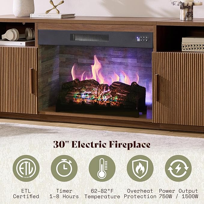 AMERLIFE 70" Fluted Fireplace TV Stand - Image 4