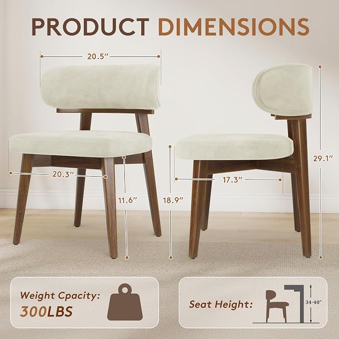 Dining Chairs Set of 2, Modern Upholstered Dining Chairs, Wooden Kitchen Chairs - Image 2