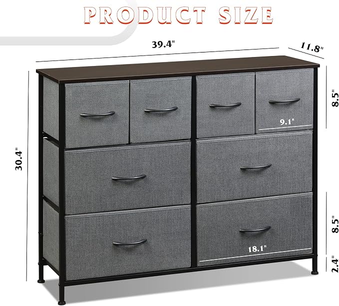 WLIVE Dresser for Bedroom with 8 Drawers, Wide Fabric Dresser for Storage and - Image 3
