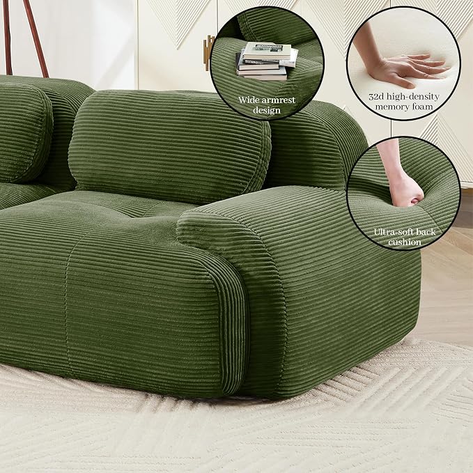 Boneless Sectional Couch, No Assembly Required, 117.3” Modular Cloud Sofa - Image 7