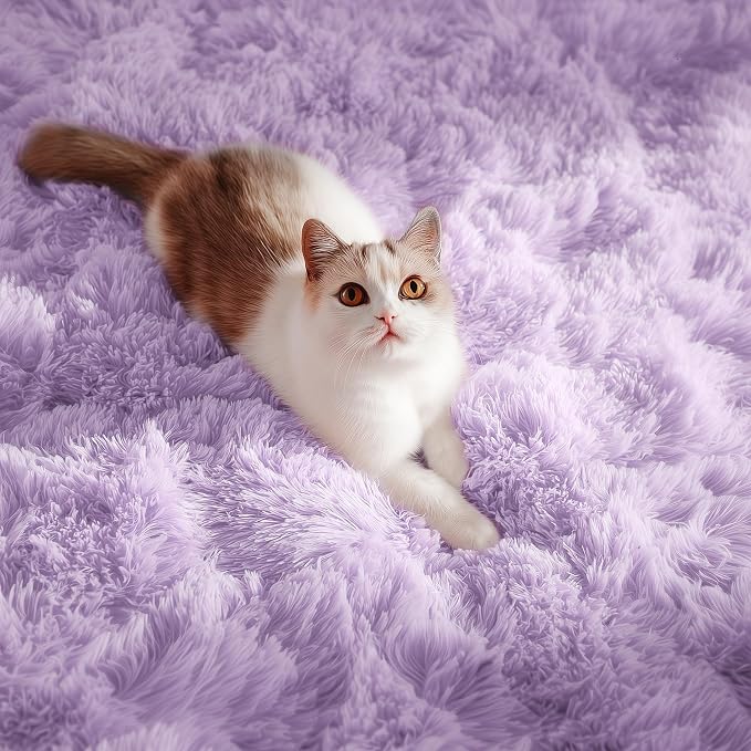PAGISOFE Purple Rugs for Girls Bedroom 6x9 Ft Fluffy Living Room Area Rugs - Image 8