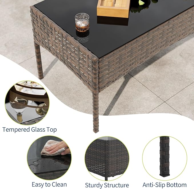4-Piece Outdoor Furniture Set, PE Rattan Wicker Chairs - Image 3