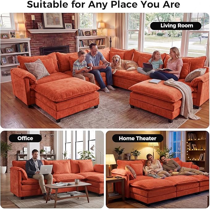 ELUCHANG 114" Oversized V-Shaped Cloud Couch Modular Sectional Sofa - Image 3