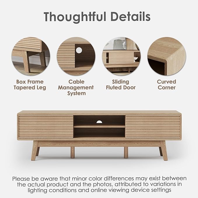 TOLEAD 59" TV Console, Mid Century Modern TV Stand - Image 5