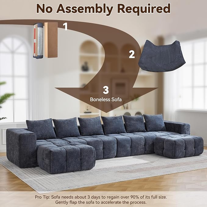 160" Boneless U-Shaped Sofa Couch - Image 6