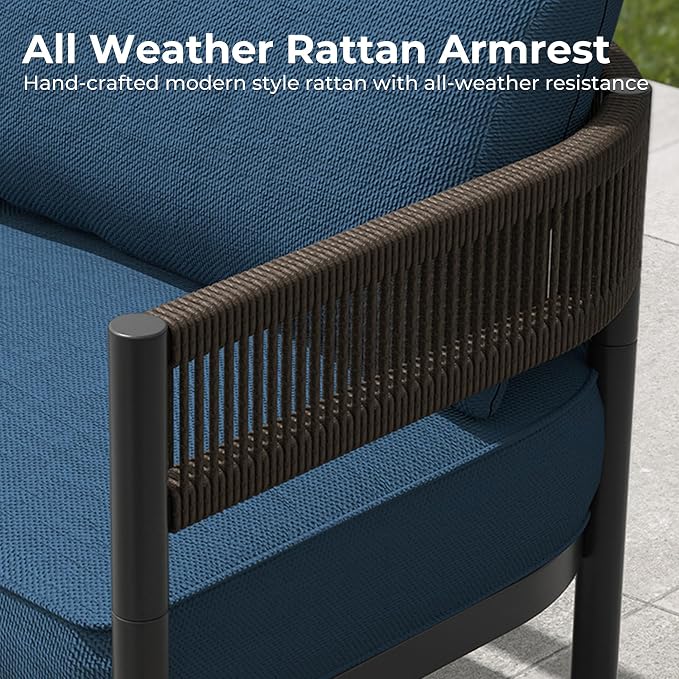 Grand patio 5-Piece Outdoor Furniture Set, 4 Seats Wicker Sofa Conversation Set - Image 7