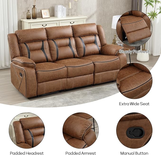 EBELLO Faux Leather Recliner Sofa Furniture Set - Image 3