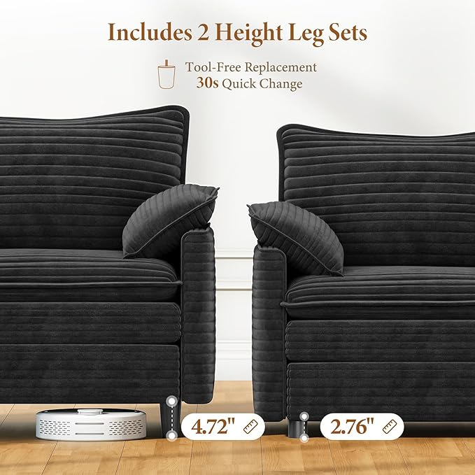 Vesgantti 108" Cloud Couch for Living Room, t6 Seats Deep Seat Sectional - Image 4