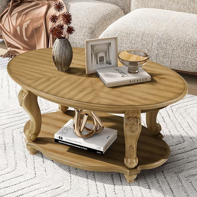 Solid Wood Coffee Table Set for Living Room, Coffee Table & 2 End Side Table - Image 7