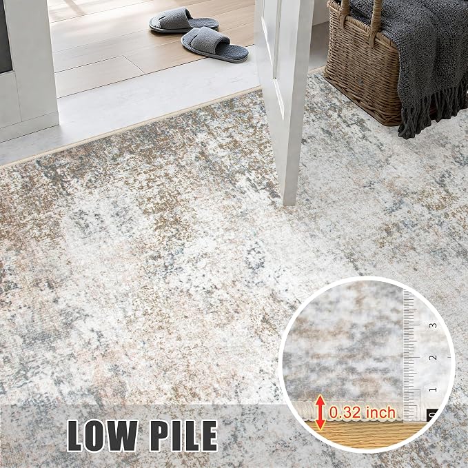 6x6 Area Rug Living Room Rug: Washable Modern Abstract Soft Thin Rug Indoor - Image 7