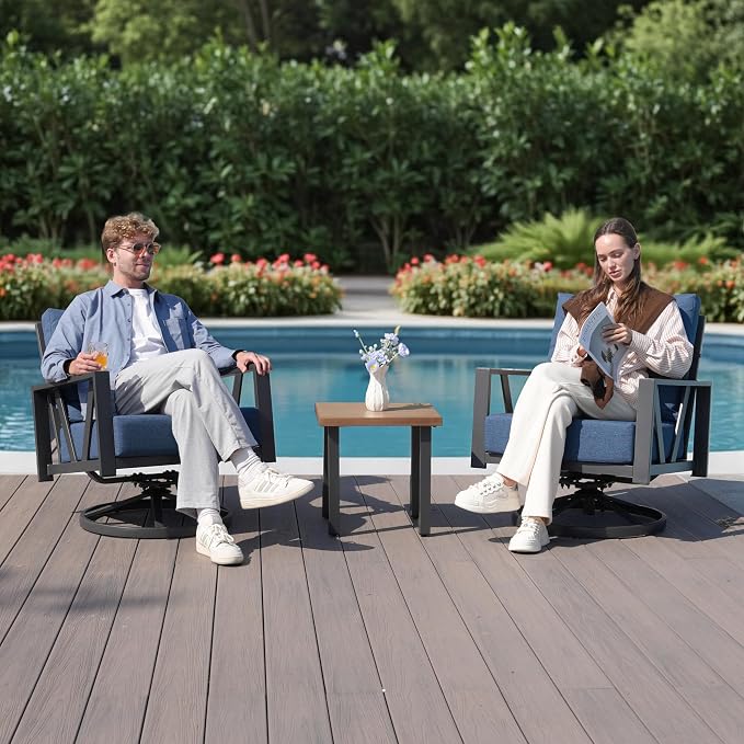 Outdoor Patio Swivel Rocking Chairs Set, Patio Porch Furniture - Image 7