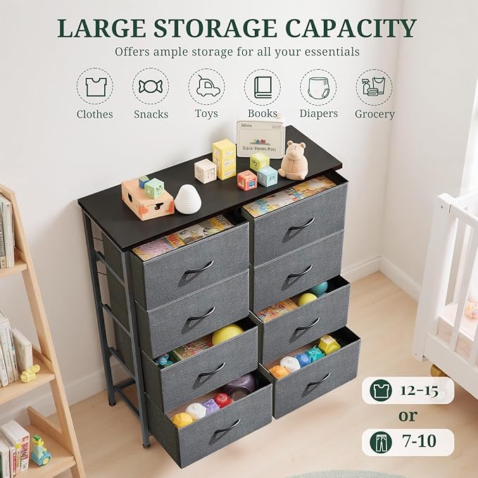 8-Drawer Dresser for Bedroom, Anti-Tip Tall Storage Organizer Chest of Drawers - Image 5