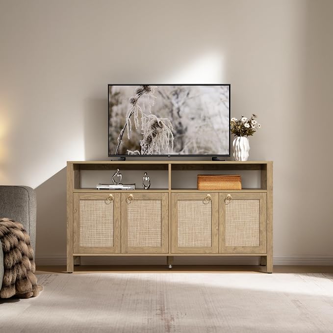 SICOTAS Rattan TV Stand for Television up to 120 Inch - Image 2