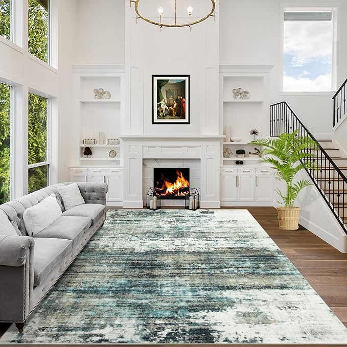 5x7 Area Rugs Washable Rug: Modern Abstract Living Room Rug Soft Anti-Skid Thin by GENTDRIZZ