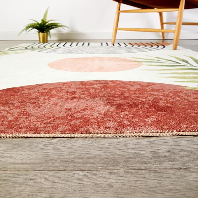 RoomTalks Mid Century Modern Washable Rug, Boho Cute Aesthetic 9x12 Area Rugs - Image 3
