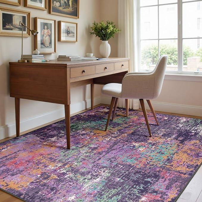 RELEANY Washable Area Rugs Square 8ft Non-Slip Modern Abstract Soft - Image 7