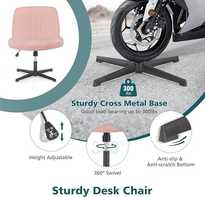 OLIXIS Criss Cross Chairs Legged Armless No Wheels Wide Seat Height Adjustable - Image 6