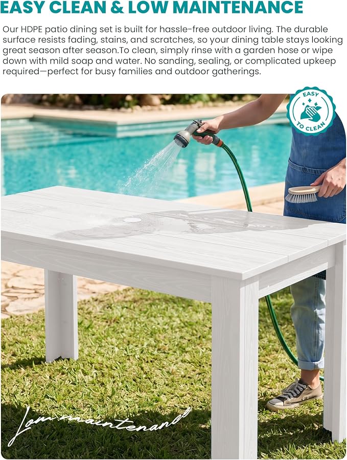 SERWALL Outdoor Dining Set for 8 – HDPE Patio Set - Image 4