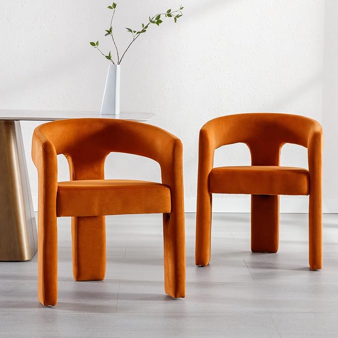 RIVOVA Modern Barrel Dining Chairs Set of 6, Velvet Upholstered Accent Side - Image 7