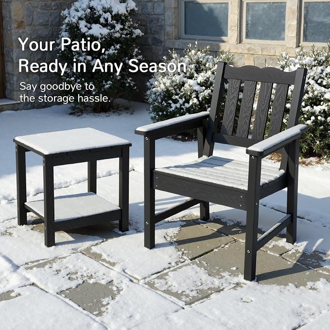 Stoog 3 Piece Patio Bistro Set, All-Weather Garden Chairs Set of 2 - Image 6