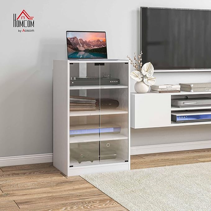 HOMCOM Media Cabinet, 4-Tier Stereo Cabinet - Image 2