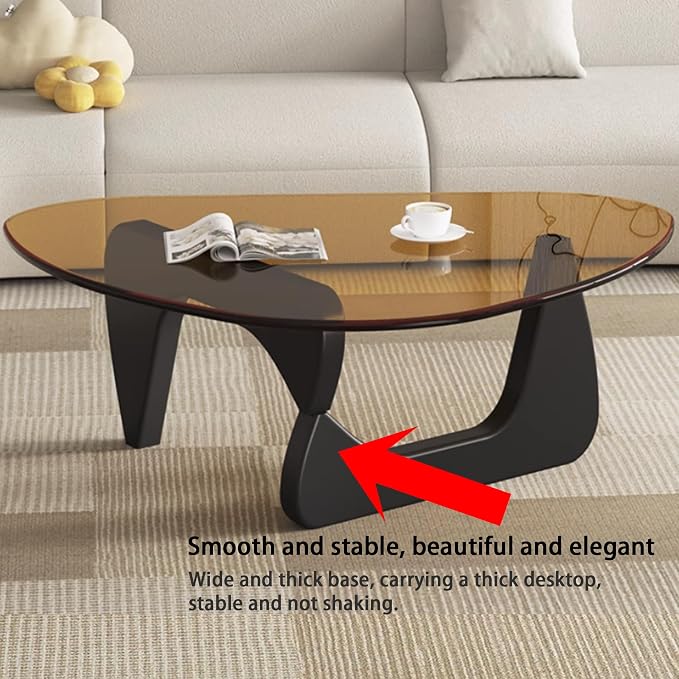 EASYSOUL Modern Glass Coffee Table, 32.68" D x 22.44" W x 15.75" H, Abstract - Image 8