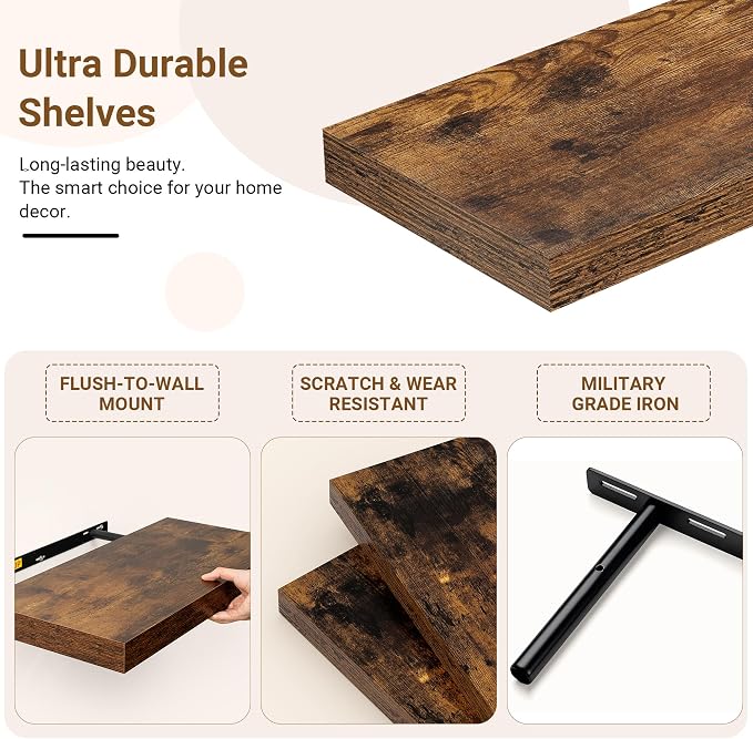 55 Inch Floating Shelves, 12 Inch Deep Floating Shelves - Image 5
