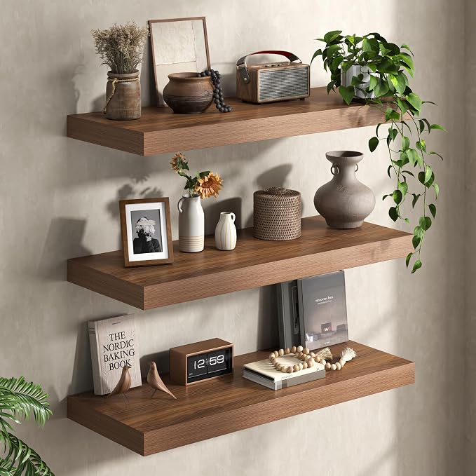 Walnut Floating Shelves 48Inch Long, 12 Inch Deep Floating Shelves - Image 2