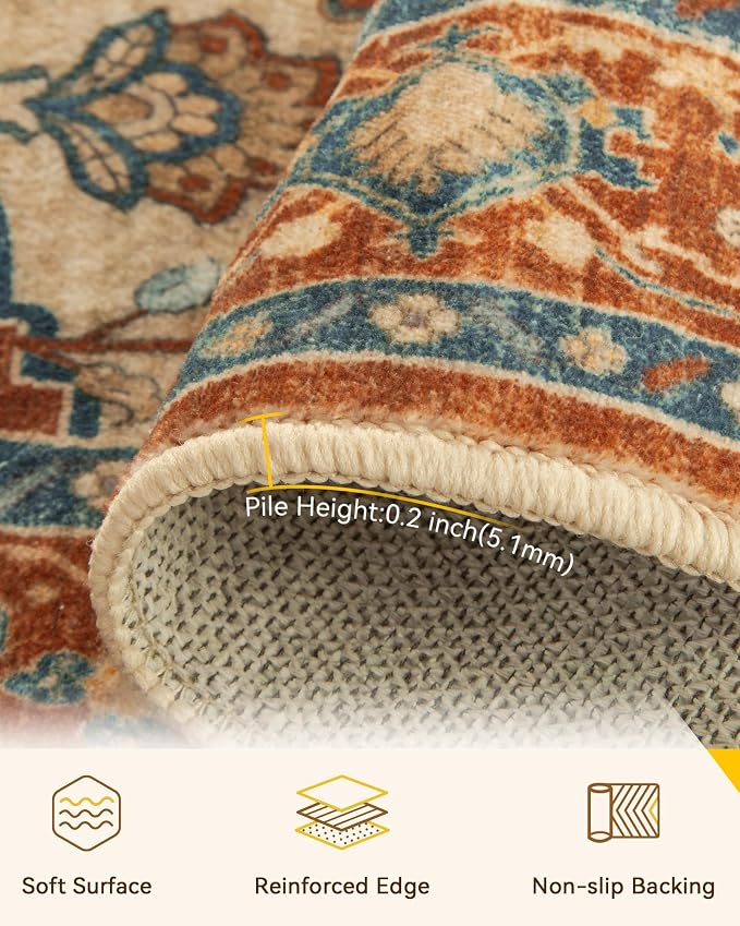 RELEANY Area Rugs 2'x6' Runner Rug Non Slip Washable - Image 4