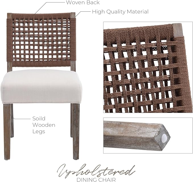 LZAREAL Farmhouse Dining Chairs Set of 6 Linen Fabric Upholstered Accent Side - Image 5