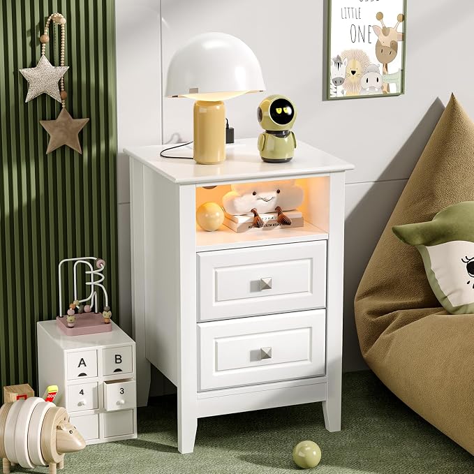Bonnlo White Nightstand Set of 2 - Image 7
