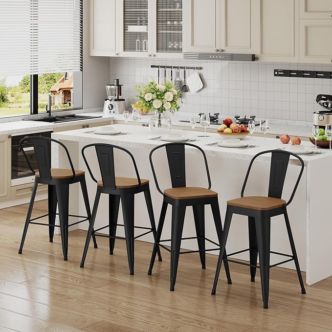 Andeworld Metal Bar Stools Set of 2, 26 inch Counter Height Barstools - Image 7