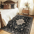 RELEANY Area Rugs 4'x5' Washable Non-Slip, Floral Vintage Distress Print by RELEANY