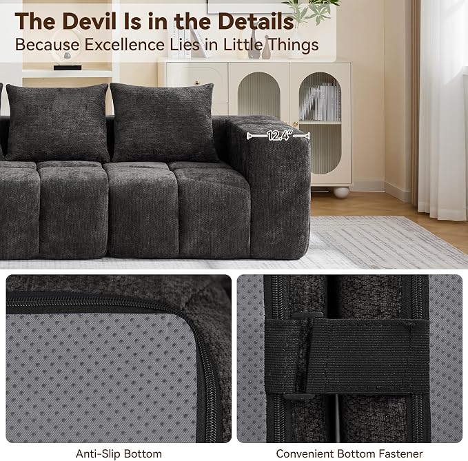 78.7" Loveseat Boneless Couch, Upholstered Cloud Love Seat - Image 3