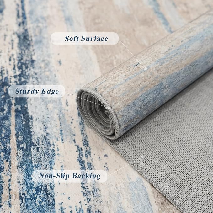 Western Coastal Beach Wave Pattern Kitchen Runner Rug - Image 7
