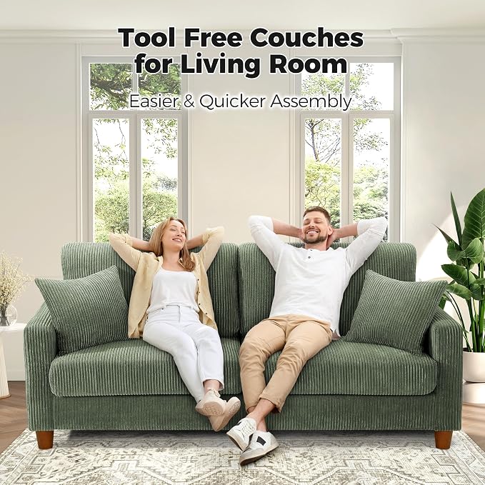 Kidirect 70in Corduroy Couch, Sofas - Image 6