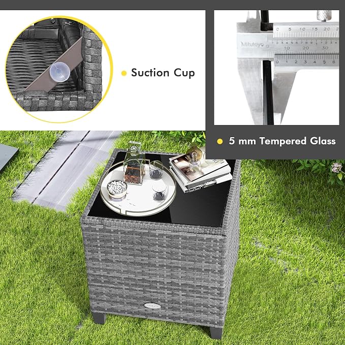 Tangkula 3 Pieces Patio Furniture Set, PE Rattan Wicker 3 Pcs Outdoor Sofa Set - Image 8
