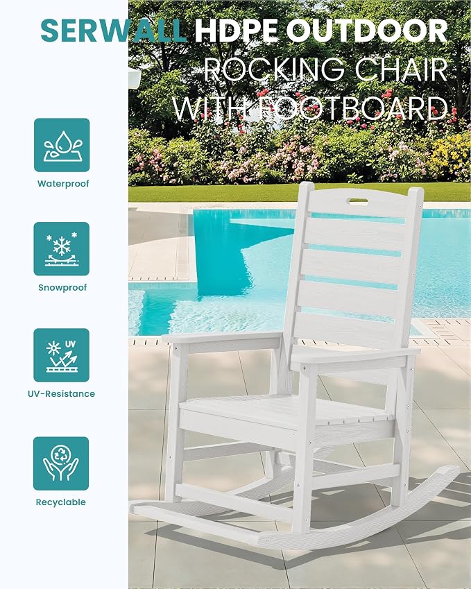 SERWALL Outdoor Rocking Chair Set of 2, Oversized Rocking Chair - Image 4