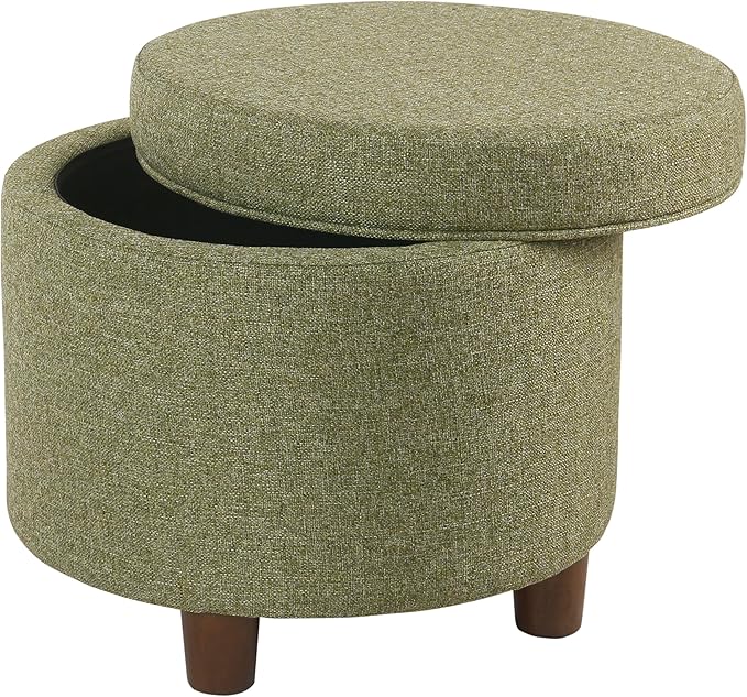 Homepop Home Decor | Upholstered Round Storage Ottoman | Ottoman by HomePop