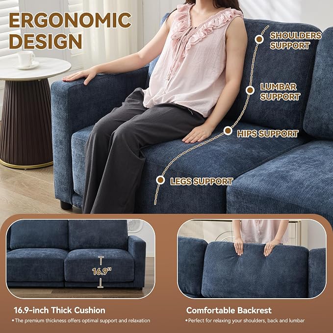 77.4" Chenille Modular Loveseat Oversized Upholstered 2 Seater Sectional Sofa - Image 3