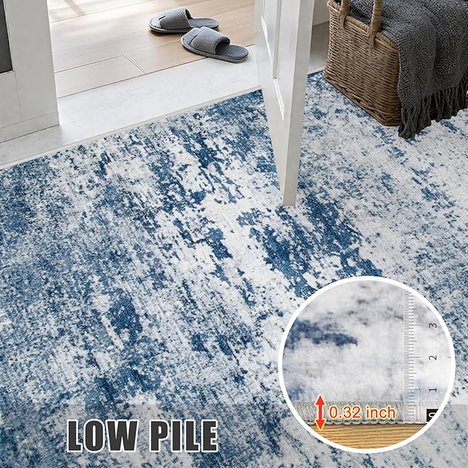 4x4 Area Rug Living Room Rug: Washable Modern Abstract Soft Thin Rug Indoor - Image 7