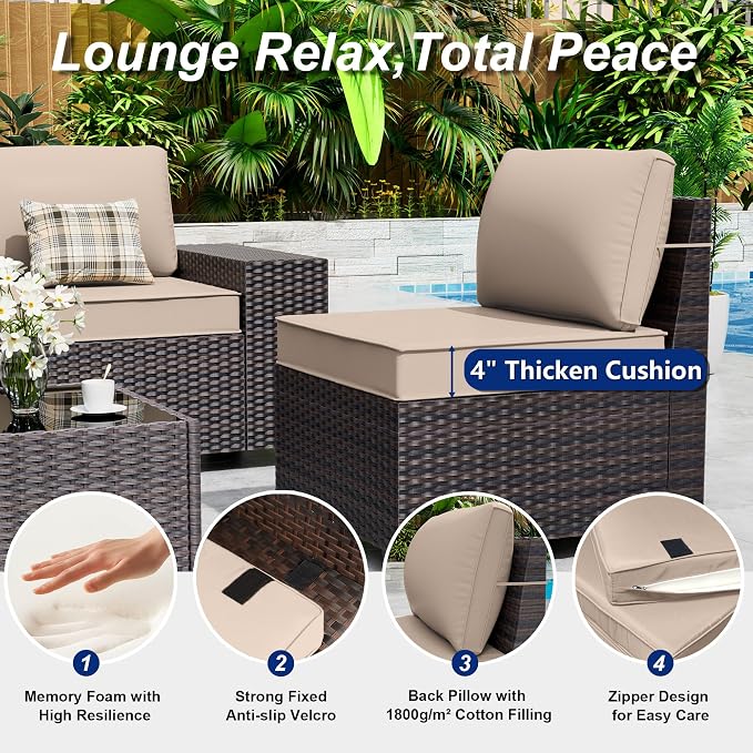 Outdoor Patio Furniture Set, 6 Pieces Outdoor Sectional Furniture High Backrest - Image 4
